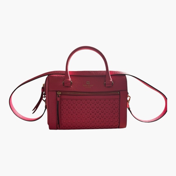 Kate Spade Pink Pebbled Leather Satchel Crossbody Gold Hardware - Picture 2 of 14